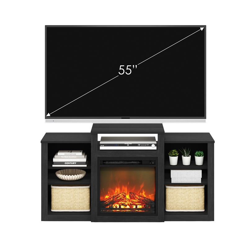Pemberly Row Fireplace TV Entertainment Center up to 55 Inch in Dark Americano