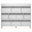 Pemberly Row 10-Cube Mid Century Style Bookshelf with Wood Legs in White