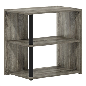 Pemberly Row 2-Tier End Table with Open Shelves in French Oak/Black