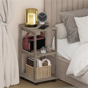 Pemberly Row 2-Tier Tall Open Shelf Nightstand in French Oak