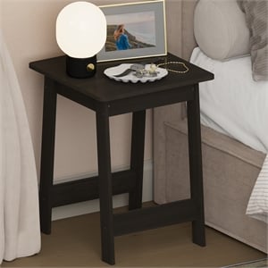 Pemberly Row Square H-Legs Nightstand Easy Assembly in Espresso