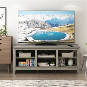 Pemberly Row TV Stand Entertainment Center for TV up to 60 Inch in Grey Oak