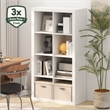 Pemberly Row Super Thick Frame 8 Cube Reversible Bookcase in White Finish