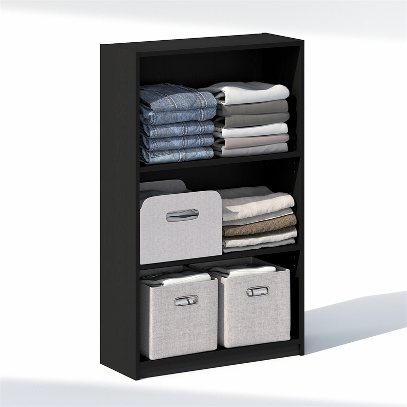 Pemberly Row 3 Tier Closet Organizer with Open Shelf Storage in Blackwood