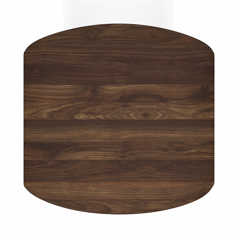Pemberly Row 2 Tier Round Corner Nightstand with Storage Shelf in Walnut
