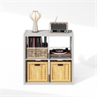 Pemberly Row 4 Cube Vinyl Record Media Storage Organizer in Light Grey Finish