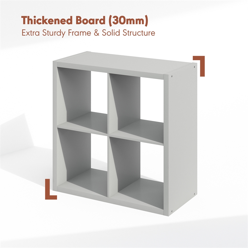 Pemberly Row 4 Cube Vinyl Record Media Storage Organizer in Light Grey Finish
