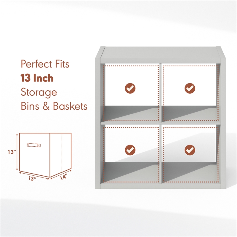Pemberly Row 4 Cube Vinyl Record Media Storage Organizer in Light Grey Finish