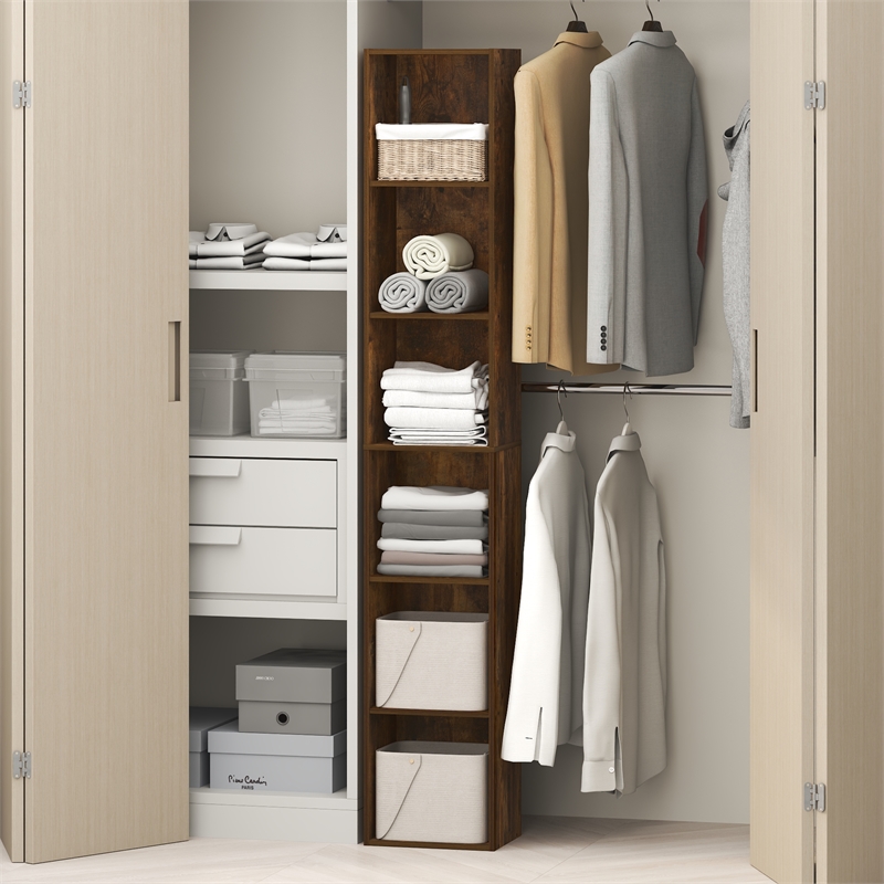Pemberly Row 6 Tier Closet Organizer Open Shelf with Anti-Tip Kit in Amber Pine