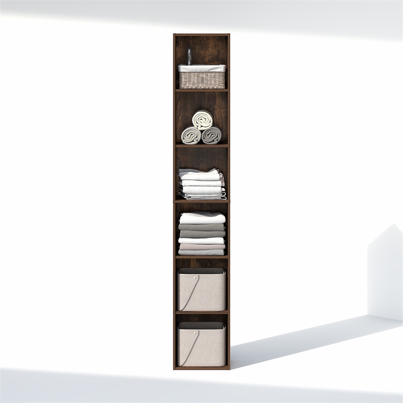 Pemberly Row 6 Tier Closet Organizer Open Shelf with Anti-Tip Kit in Amber Pine