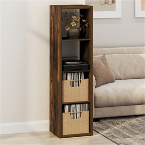 Pemberly Row 4 Cube Vertical Vinyl Record Media Storage in Amber Pine