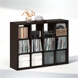 Pemberly Row Extra Thick Frame 12 Cube Media Storage Organizer in Dark Oak
