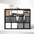 Pemberly Row Extra Thick Frame 12 Cube Media Storage Organizer in Dark Oak