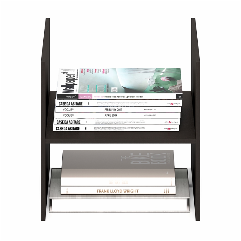 Pemberly Row H-Shelf Cube Organizer 2 Tier Insert Accessory in Black Dark Oak