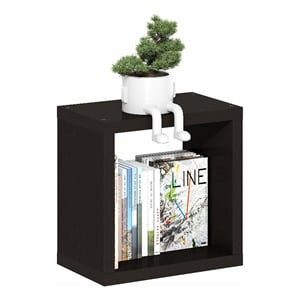 Pemberly Row Extra Thick Cube Wall Mounted Floating Shelf in Black Dark Oak