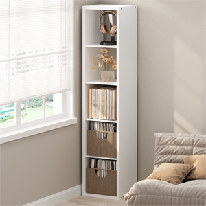 Pemberly Row 5 Cube Vertical Vinyl Record Media Storage in White Finish