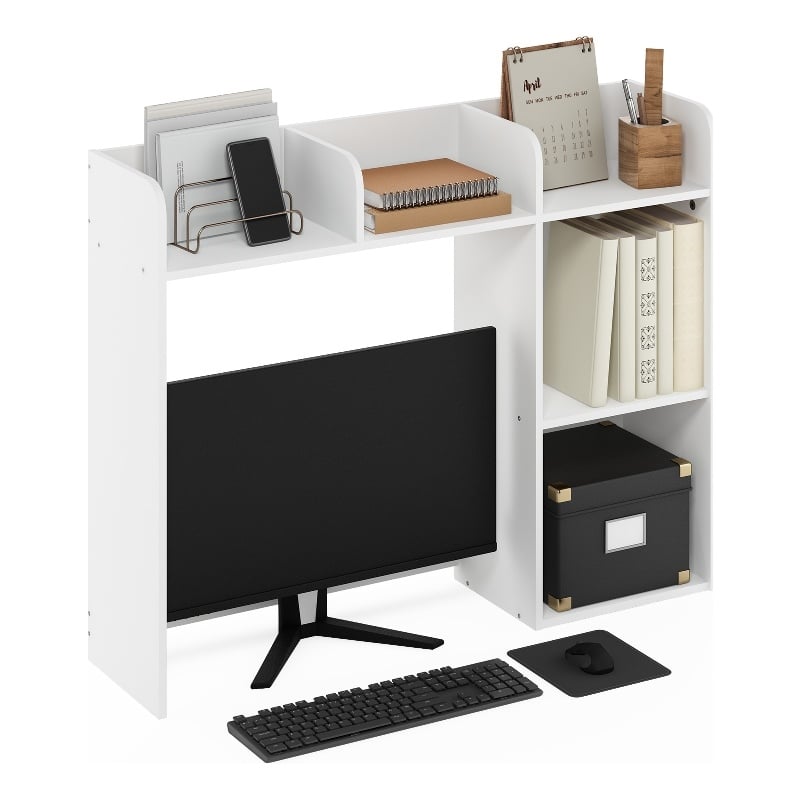 Pemberly Row 5 Shelf Desktop Hutch Organizer for Home Office in White