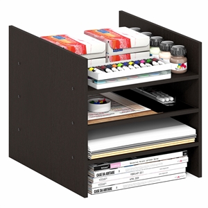 Pemberly Row 3 Shelf Cube Organizer Insert for Thick Cube Series in Black Oak