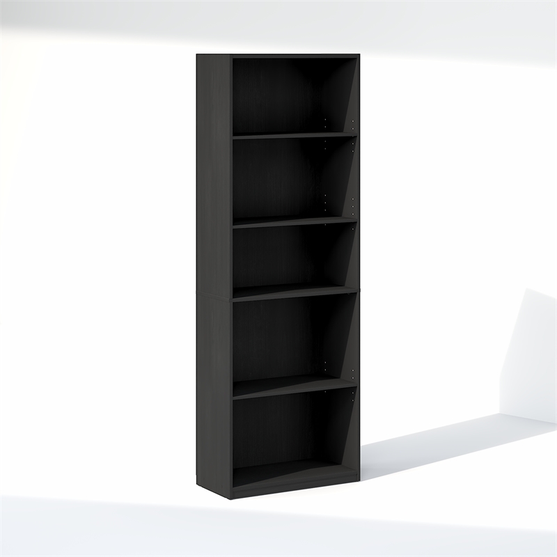 Pemberly Row 5 Tier Media Storage Tower with Adjustable Shelves in Blackwood