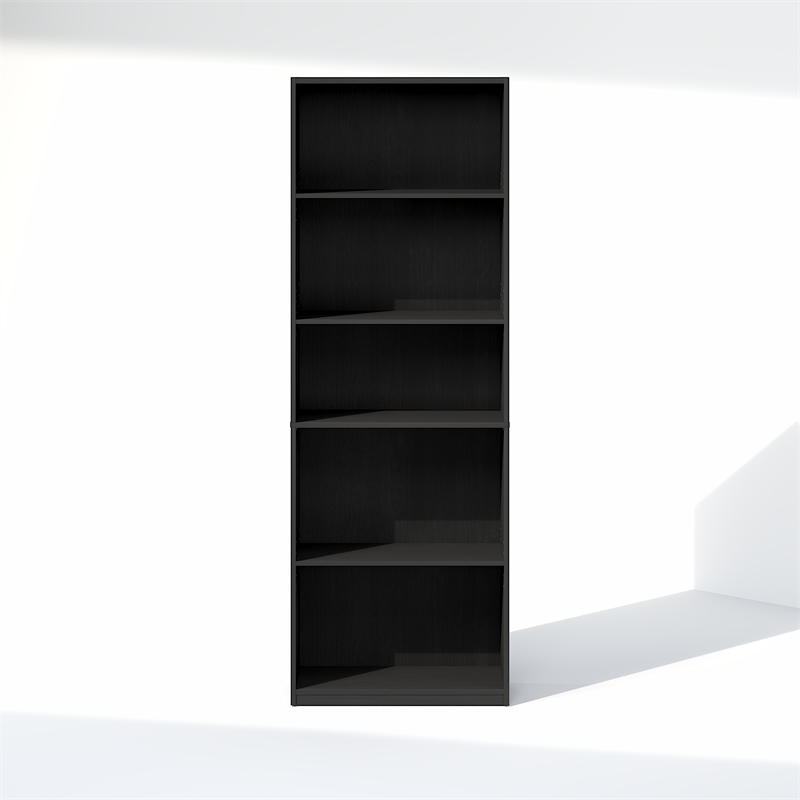 Pemberly Row 5 Tier Media Storage Tower with Adjustable Shelves in Blackwood
