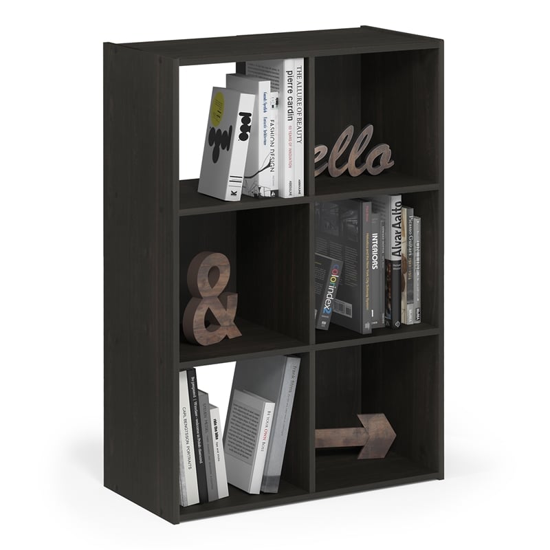 Pemberly Row 6 Cube 3x2 Storage Cabinet for Books and Display in Espresso