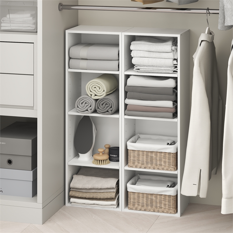 Pemberly Row 8 Tier Closet Organizer with Adjustable Shelves in White