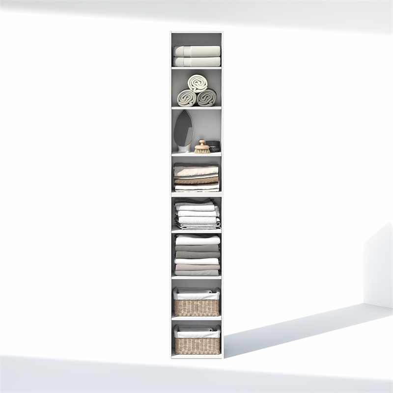 Pemberly Row 8 Tier Closet Organizer with Adjustable Shelves in White