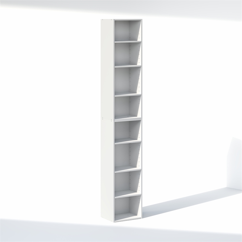 Pemberly Row 8 Tier Closet Organizer with Adjustable Shelves in White