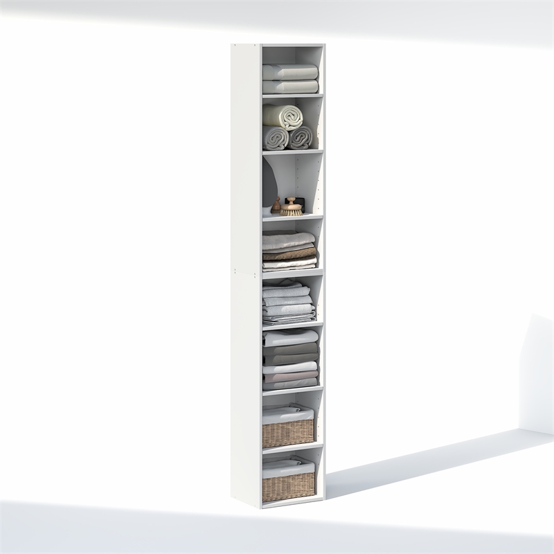 Pemberly Row 8 Tier Closet Organizer with Adjustable Shelves in White