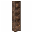 Pemberly Row 5 Tier Bookcase with Door Cabinet and Closed Back in Amber Pine