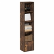 Pemberly Row 5 Tier Bookcase with Door Cabinet and Closed Back in Amber Pine
