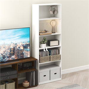 Pemberly Row 5 Tier Media Storage Tower with Adjustable Shelves in White
