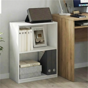 Pemberly Row 2 Tier Open Shelf Bookcase with Closed Back in White Finish