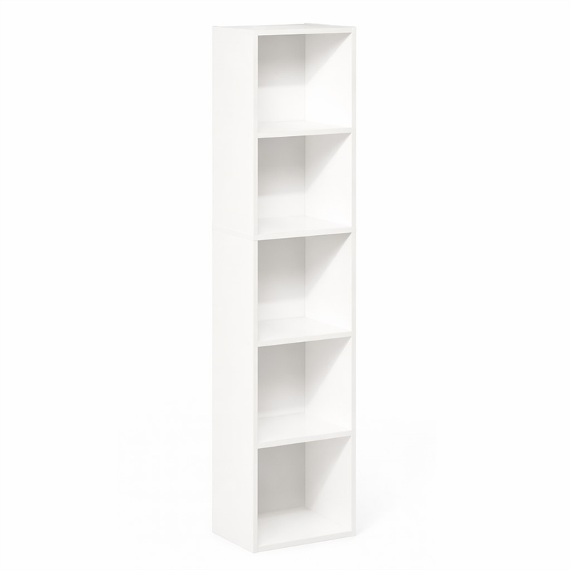 Pemberly Row 5 Tier Open Shelf Bookcase for Display and Storage in White