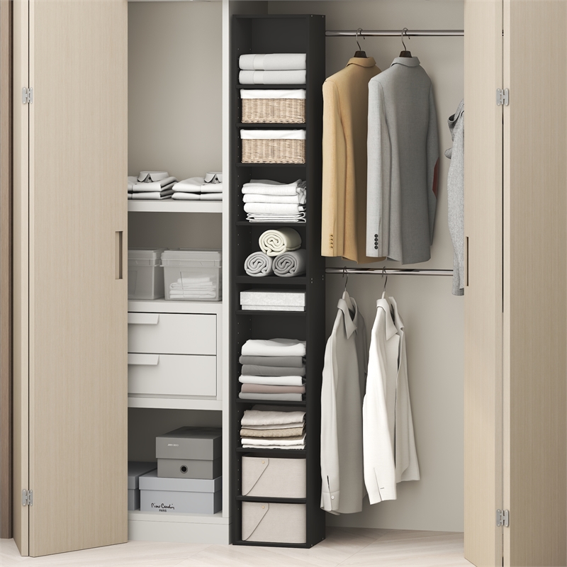 Pemberly Row 10 Tier Closet Organizer with Adjustable Shelves in Blackwood