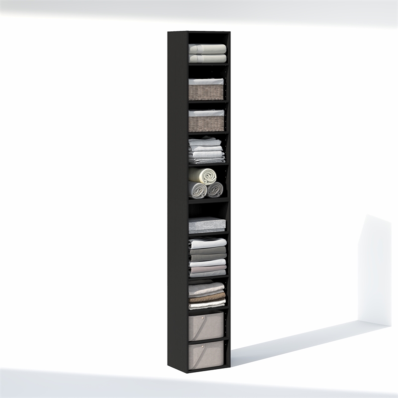 Pemberly Row 10 Tier Closet Organizer with Adjustable Shelves in Blackwood