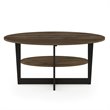 Pemberly Row Oval Coffee Table with Built-In Display Shelf in Walnut and Black