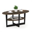 Pemberly Row Oval Coffee Table with Built-In Display Shelf in Walnut and Black