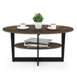 Pemberly Row Oval Coffee Table with Built-In Display Shelf in Walnut and Black