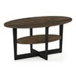 Pemberly Row Oval Coffee Table with Built-In Display Shelf in Walnut and Black
