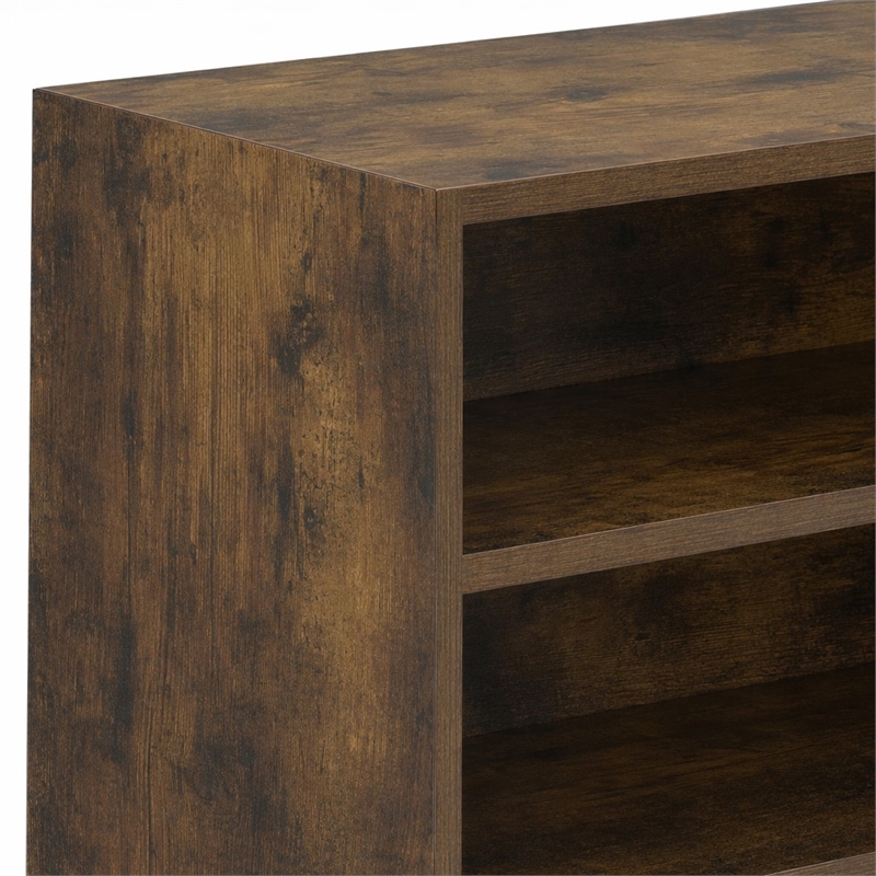 Pemberly Row Set of 2 Six Tier Bookshelf with Open Shelves in Amber Pine