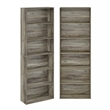 Pemberly Row Set of 2 Six Tier Bookshelf with Open Shelves in French Oak