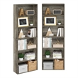 Pemberly Row Set of 2 Six Tier Bookshelf with Open Shelves in French Oak