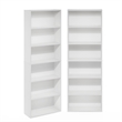 Pemberly Row Set of 2 Six Tier Bookshelf with Open Shelves in White Finish