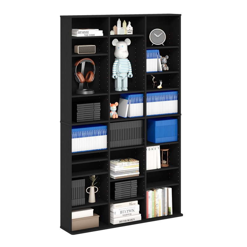 Pemberly Row 24 Shelf Multimedia Storage Tower with Wall Mount Kit in Americano