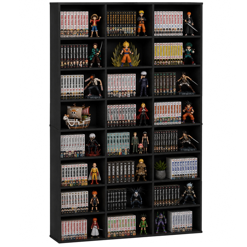 Pemberly Row 24 Shelf Multimedia Storage Tower with Wall Mount Kit in Americano