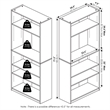 Pemberly Row Set of 2 Five Tier Bookshelf with Adjustable Shelf in Black