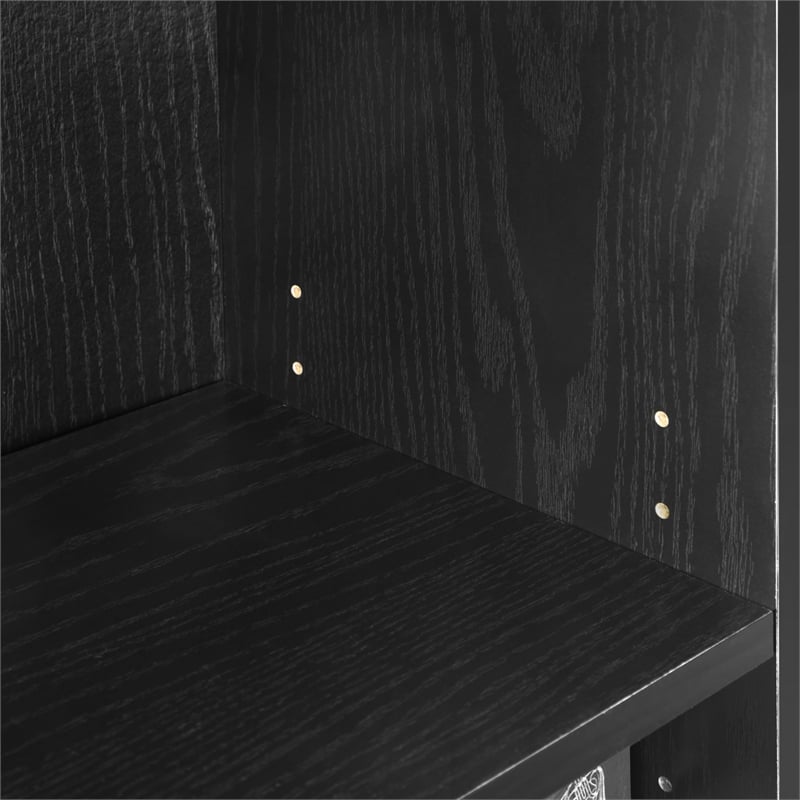 Pemberly Row Set of 2 Five Tier Bookshelf with Adjustable Shelf in Black