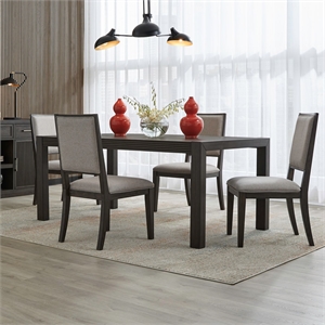 Pemberly Row 5 Piece Rectangular Dining Room Table Set in Brown