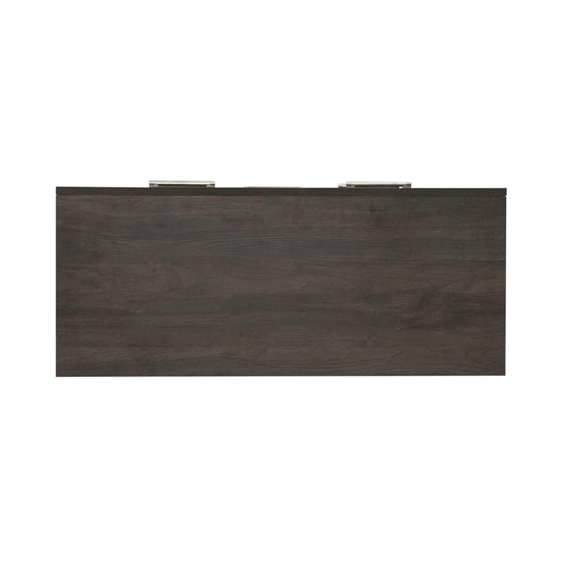 Pemberly Row 5 Drawer Chest with Wood Framed Drawers in Brown